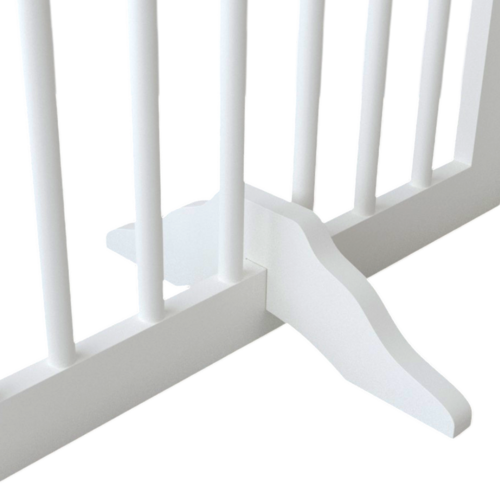 27.6" Tall Freestanding Wooden Pet Gate – Foldable 4-Panel Dog Safety