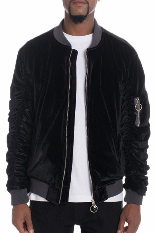 Velour Bomber Jacket — Manga Fruncida