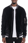 Velour Bomber Jacket — Manga Fruncida