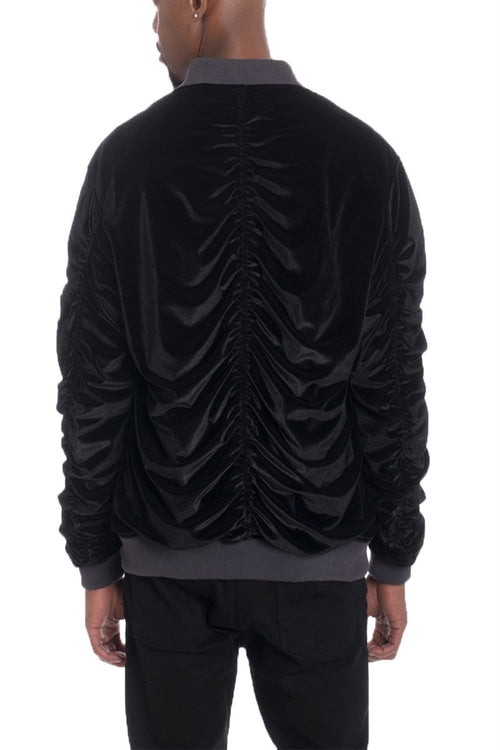 Velour Bomber Jacket — Manga Fruncida