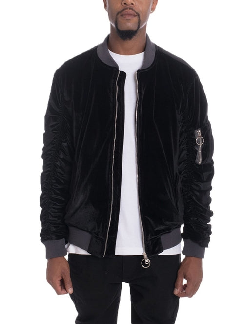 Velour Bomber Jacket — Manga Fruncida