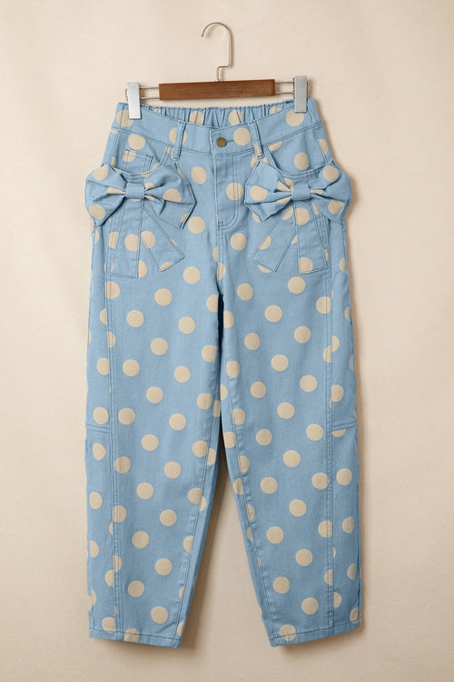Jeans Barrel Leg Lunares con Lazo — Denim Tendencia