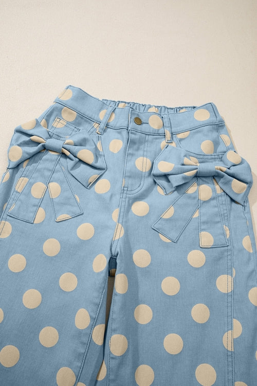 Jeans Barrel Leg Lunares con Lazo — Denim Tendencia